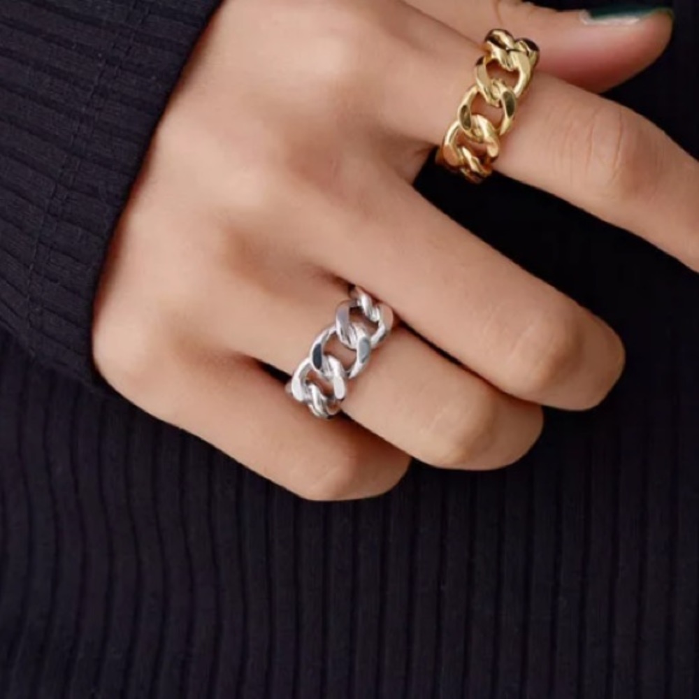 ⛓Minimalist chain sterling silver ring - Picture 3 of 6